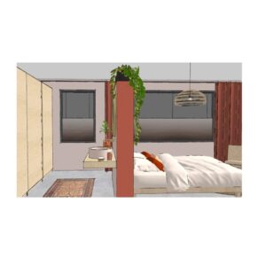 Nina Ontwerpt | 6 3D visualisatie Romantische slaapkamer 4