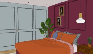 Nina Ontwerpt | Eclectische slaapkamer img 7 3D visualisatie
