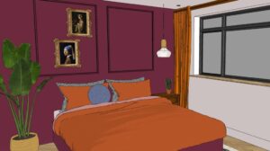 Nina Ontwerpt | Eclectische slaapkamer img 8 3D visualisatie
